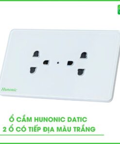 Ổ cắm âm tường mặt kính Hunonic ổ đôi 3 chấu 3 Ổ cắm âm tường mặt kính Hunonic ổ đôi 3 chấu